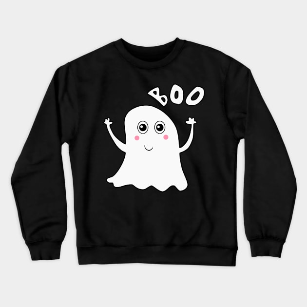 Cute Halloween Boo Ghost Crewneck Sweatshirt by Nerd_art